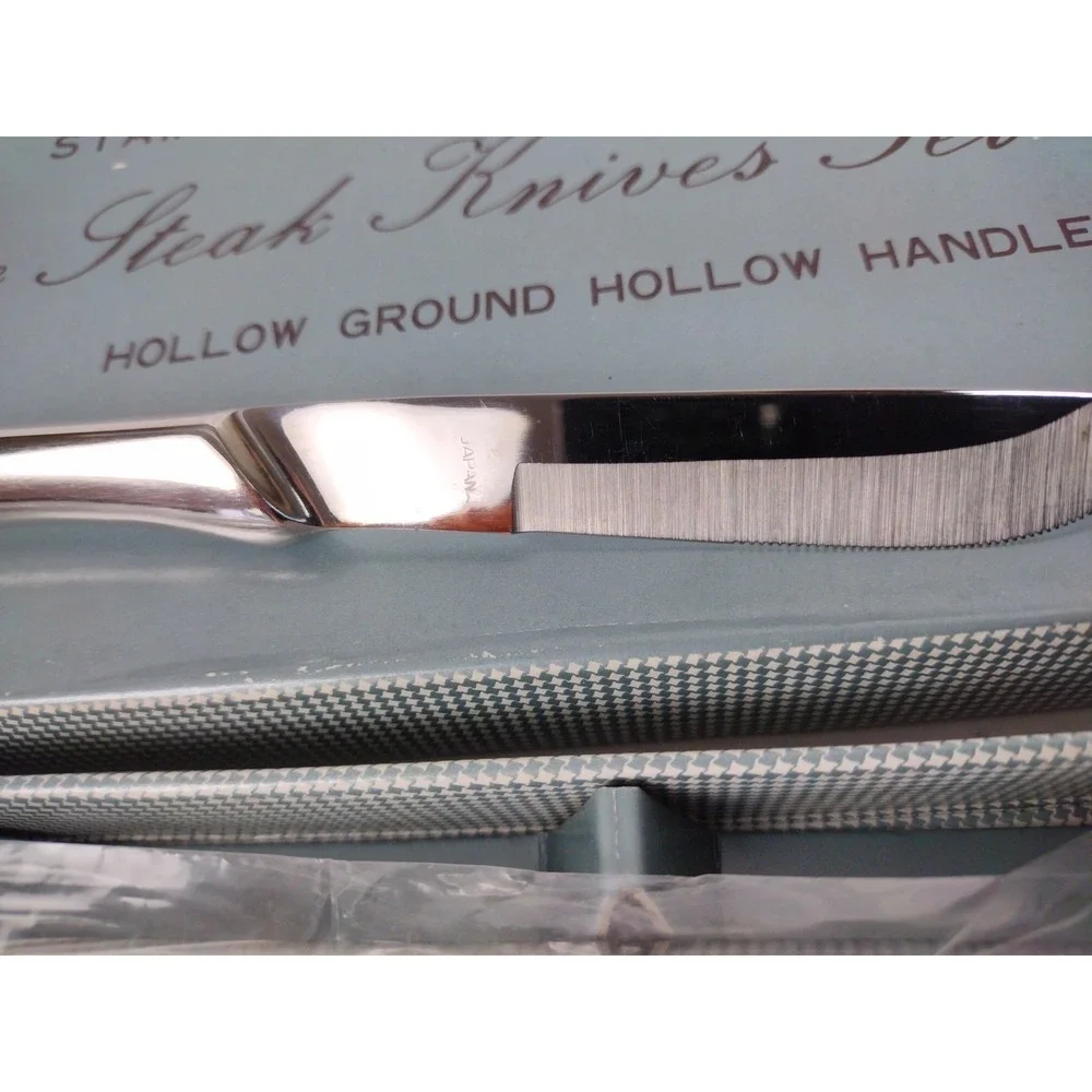 NEW SET OF 6 Japan Stainless Steel Steak Knives Hollow Ground Hollow Handle MCM